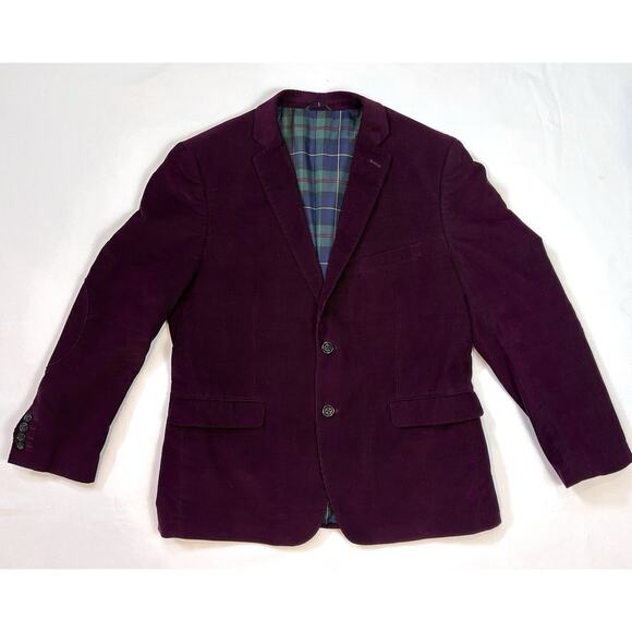 US Polo Assn Corduroy Blazer Mens 42S Burgundy Sport Coat Elbow Patch Jacket - Picture 1 of 12